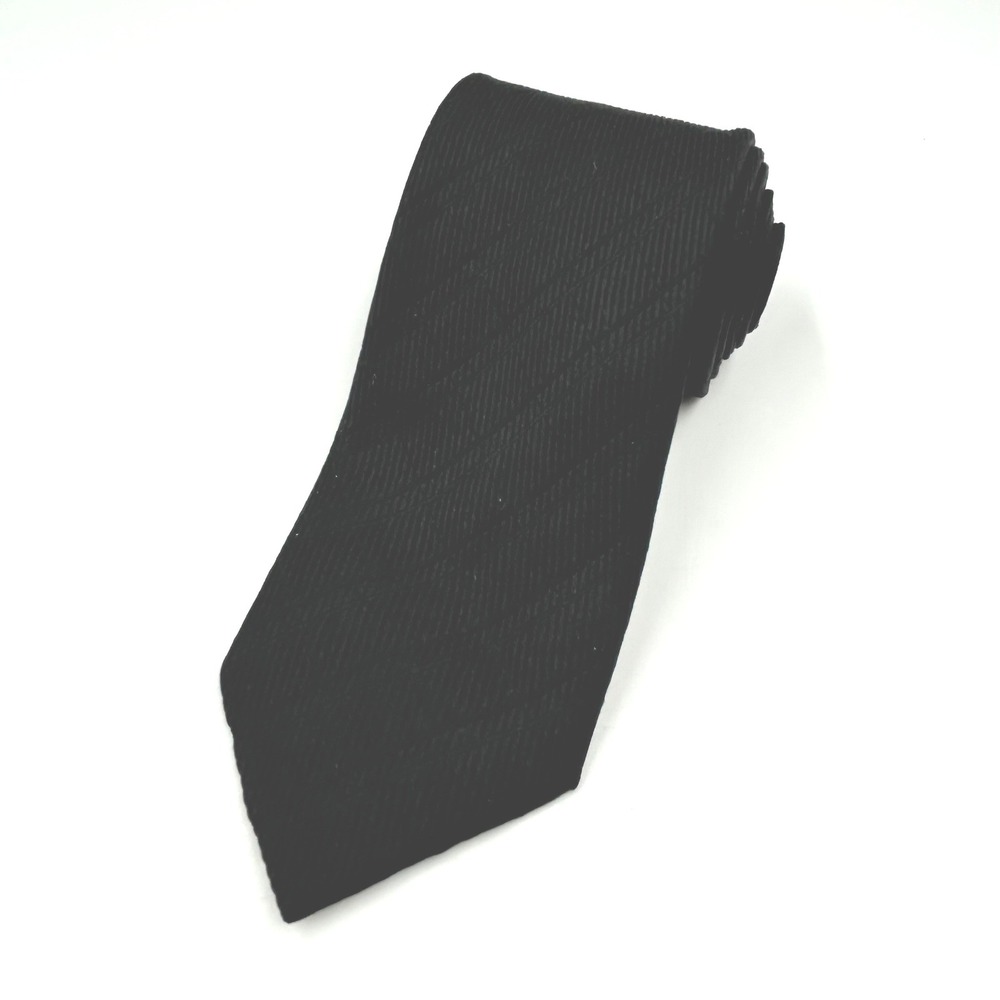 Necktie Black Mens Handmade All Silk Diagonal Black Stripe 2.5 in Wide